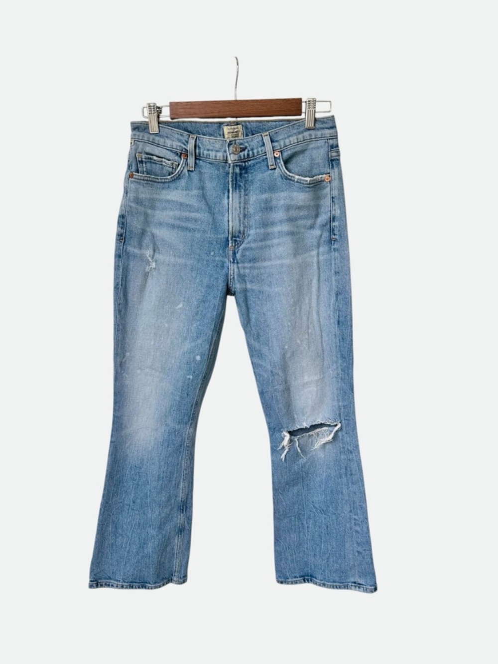 Citizens of Humanity Demi Cropped Flare Jeans Medium Light Distressed Wash 27